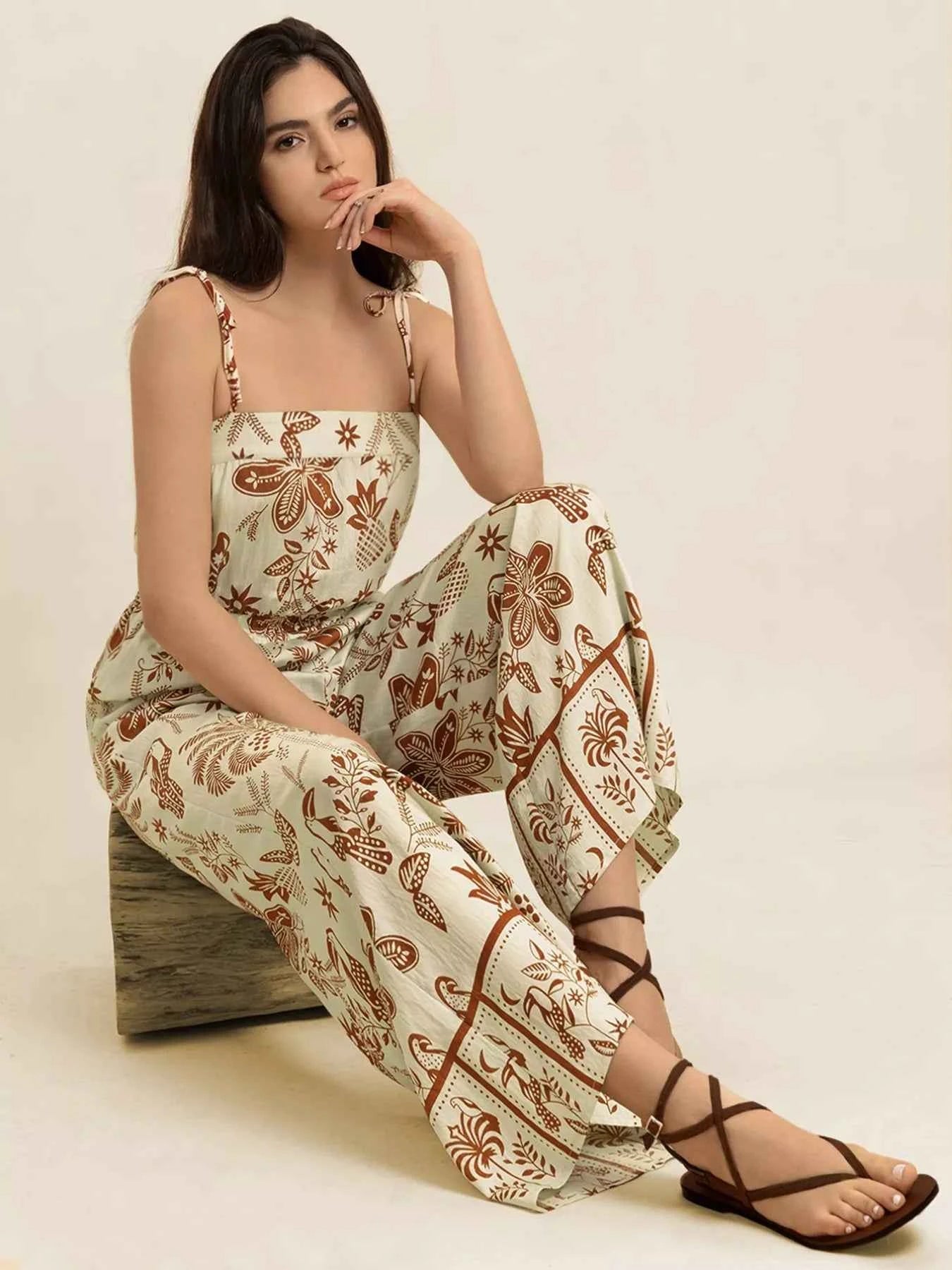 Tie Strap Wide Leg Jumpsuit