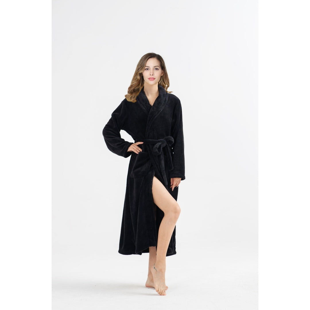 Plush Fleece Bathrobe - Ultra Soft Long Robe for Women