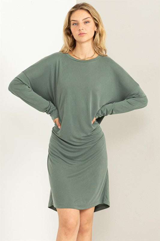 Drop Shoulders Class and Charm Oversized Midi Dress