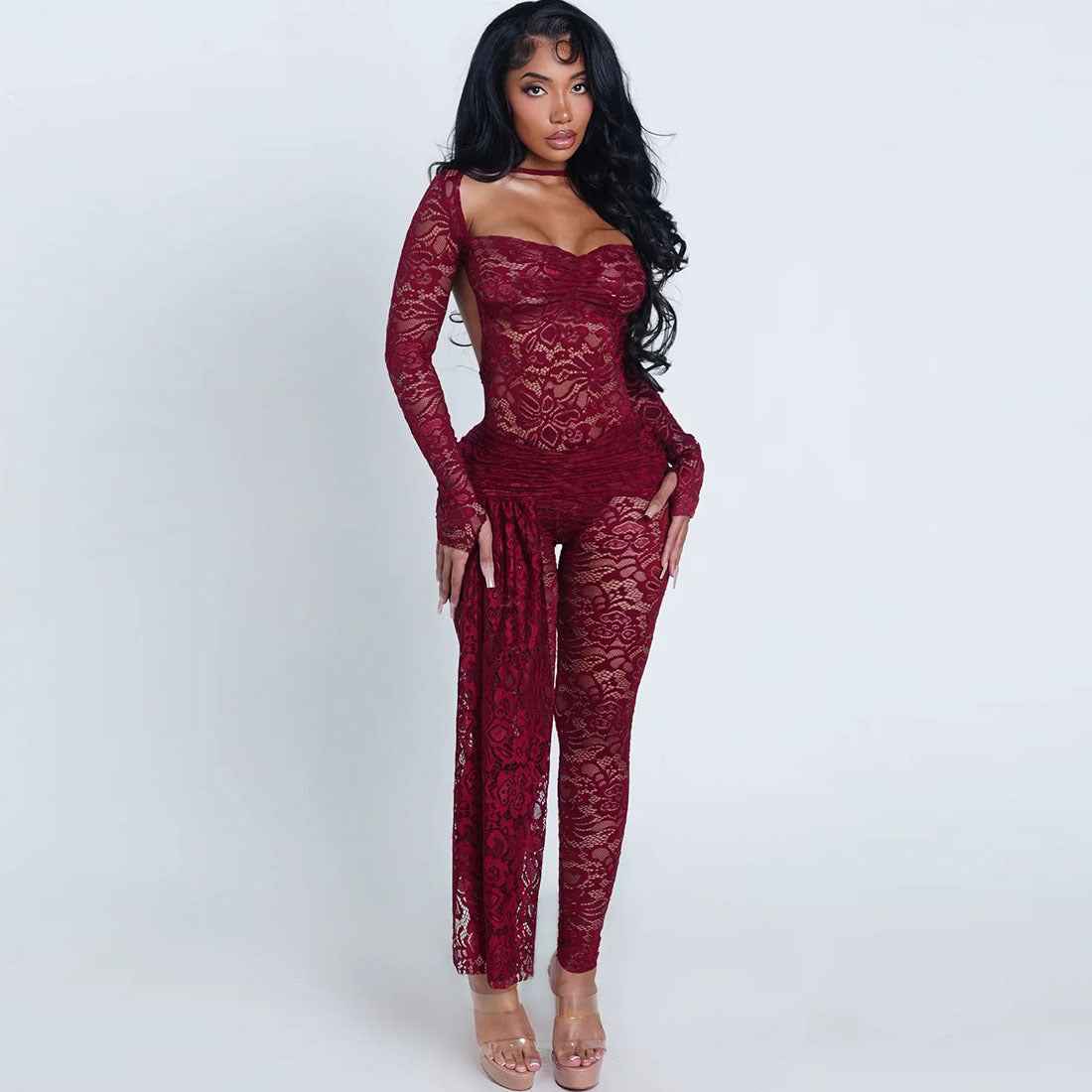 Sexy Lace Hot Girl Outfit Set - Bodysuit and Pants