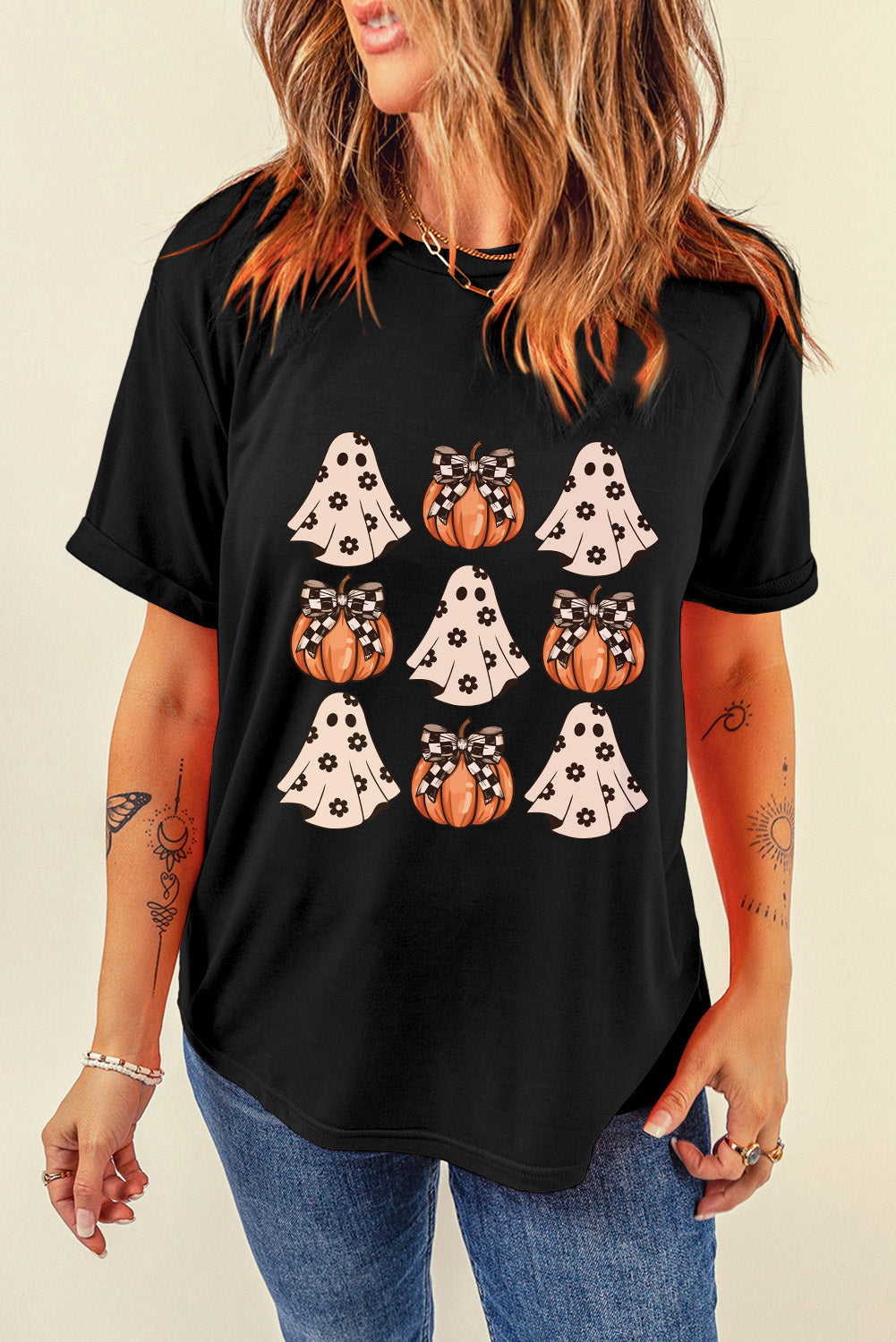 Halloween Graphic Round Neck Short Sleeve T-Shirt - Fashions Envy