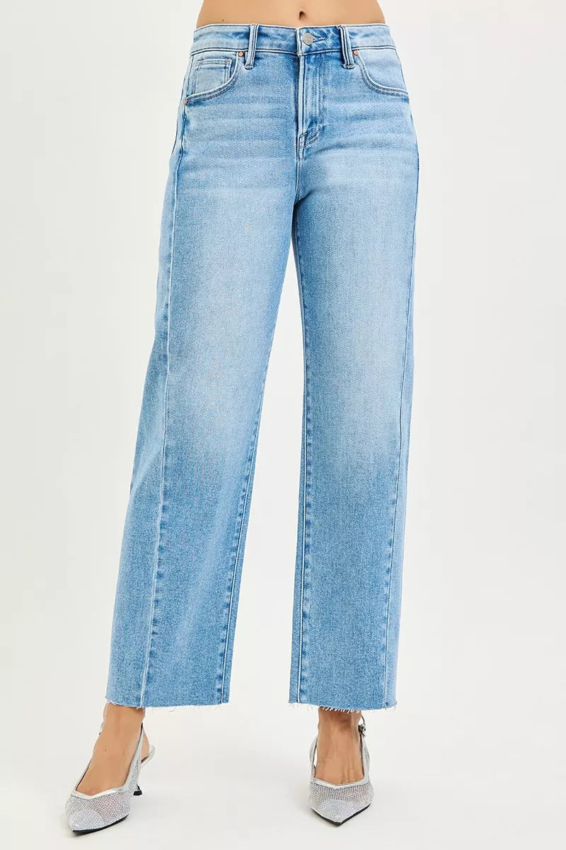 RISEN Slouchy Barrel Jeans Women - Cropped Curved Seam - Fashions Envy