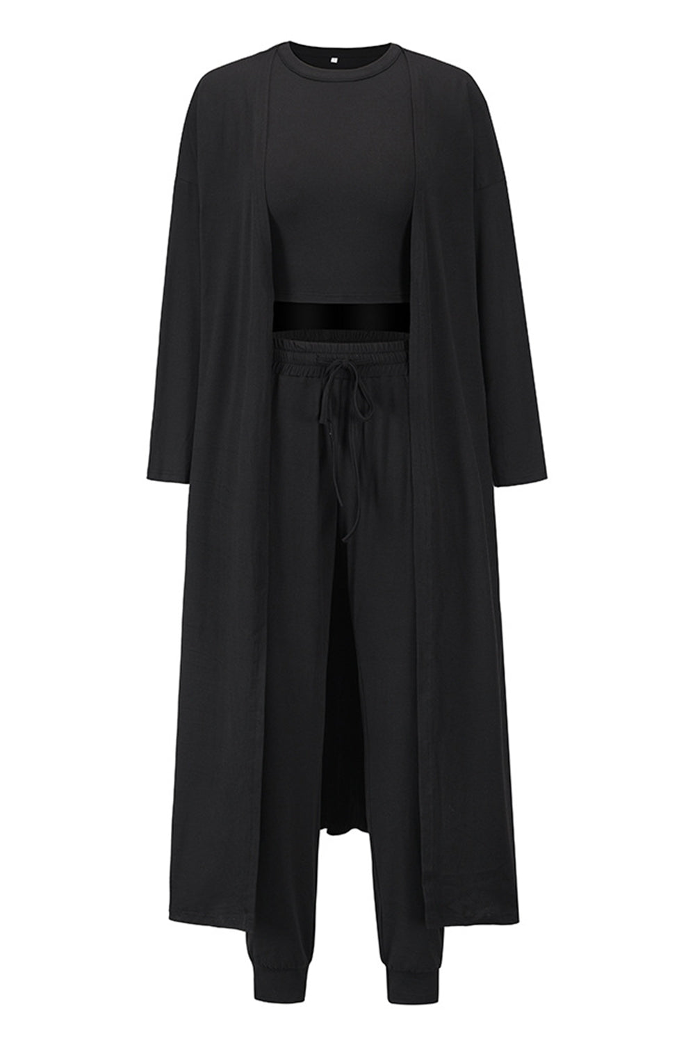 Crop Tank Top & Capri Pants with Long Cardigan Set