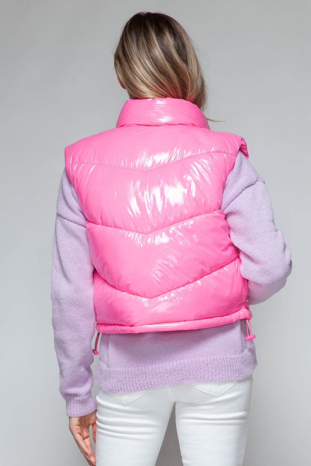 Zip Up Turtleneck Shiny Snobbish Quilted Vest - Fashions Envy