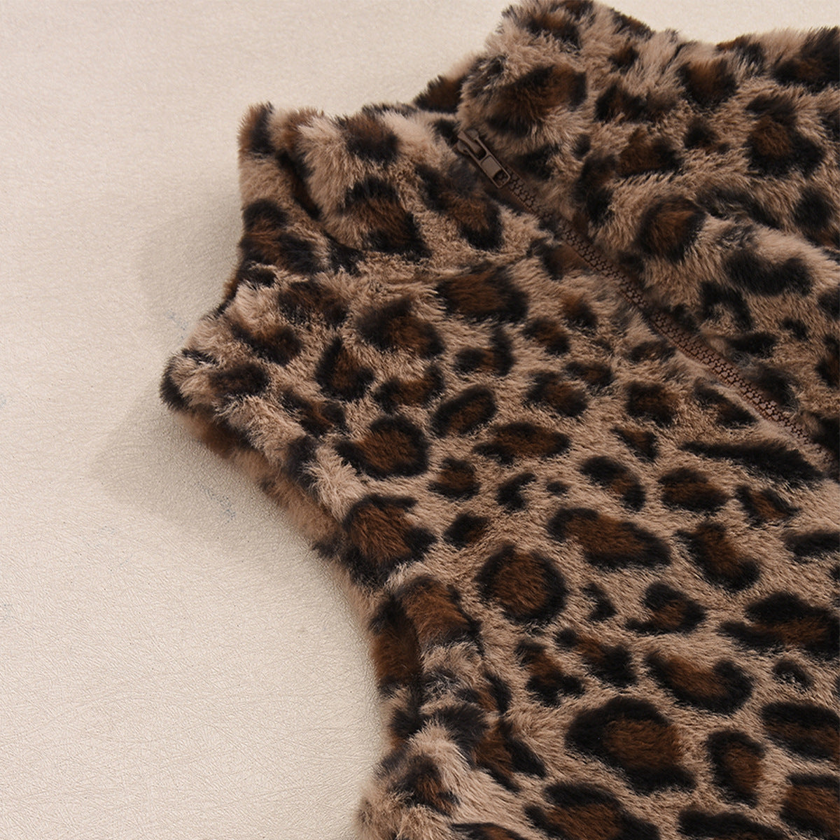 Leopard Print Crop Vest - Zip Front Fleece - Fashions Envy