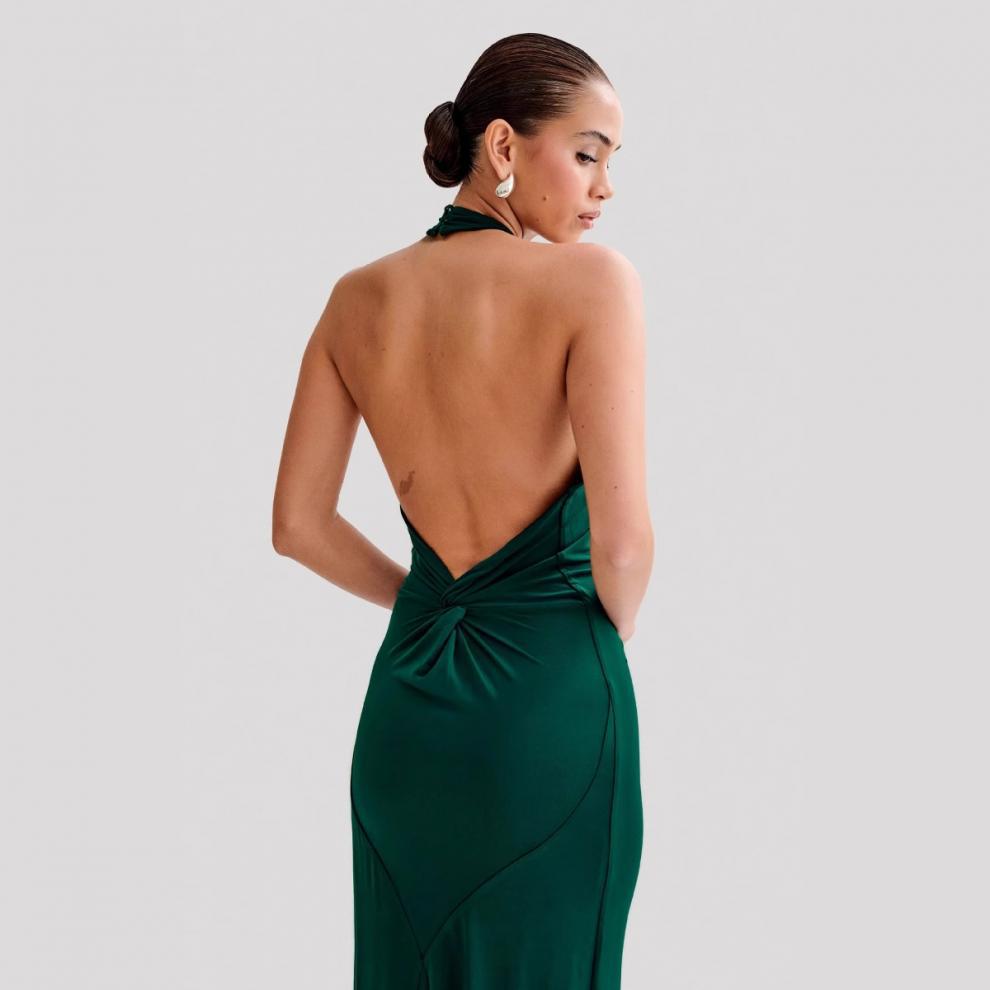 Halter Backless Maxi Dress - Elegant Formal Gown
