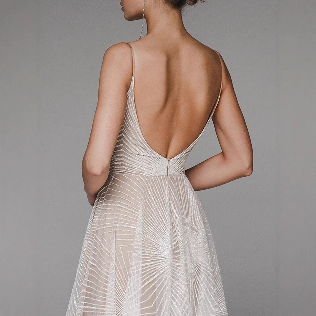 Spaghetti Strap Embroidered Prom Gown - Ball Dress