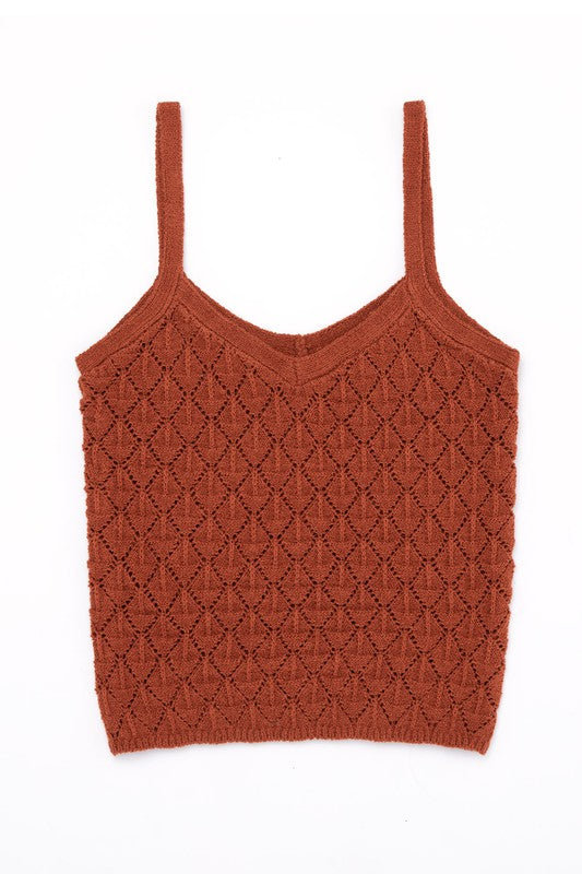Sleeveless Crochet Knit Tank Top