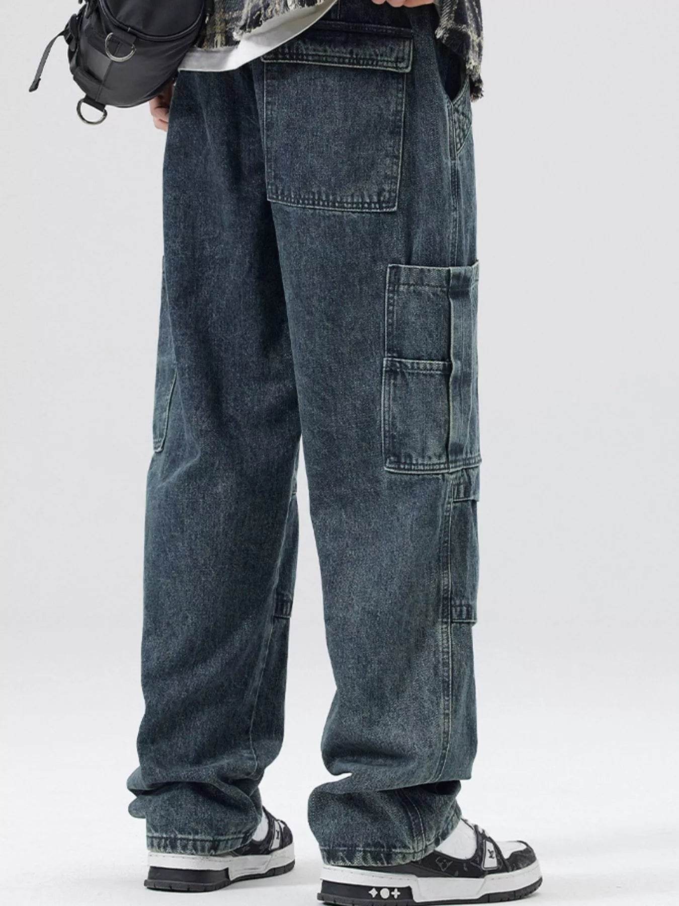 Men's Full Size Distressed Cargo Jeans - Cotton Cargo Pants - Fashions Envy