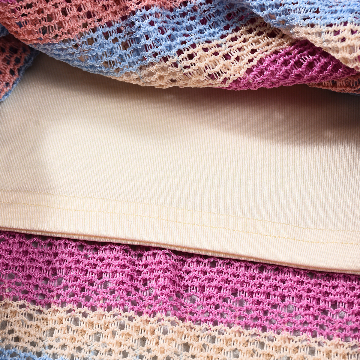 Pink Striped Two-Piece Set - Backless Tube Top Maxi Skirt