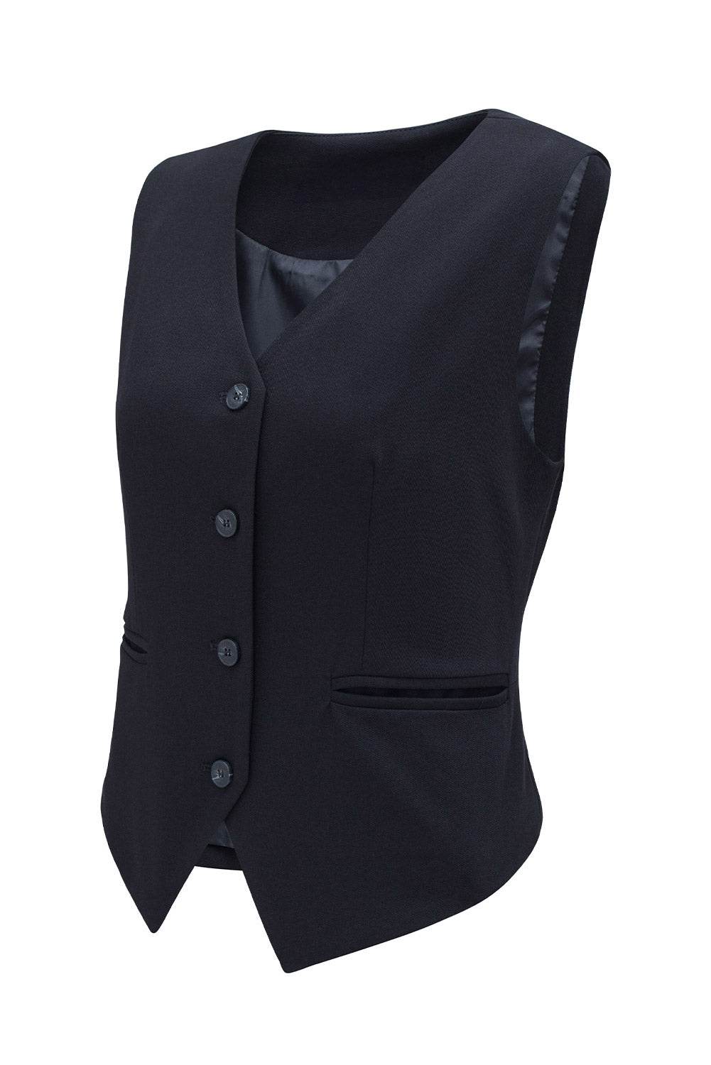Pocketed Button Up Vest - Fashions Envy
