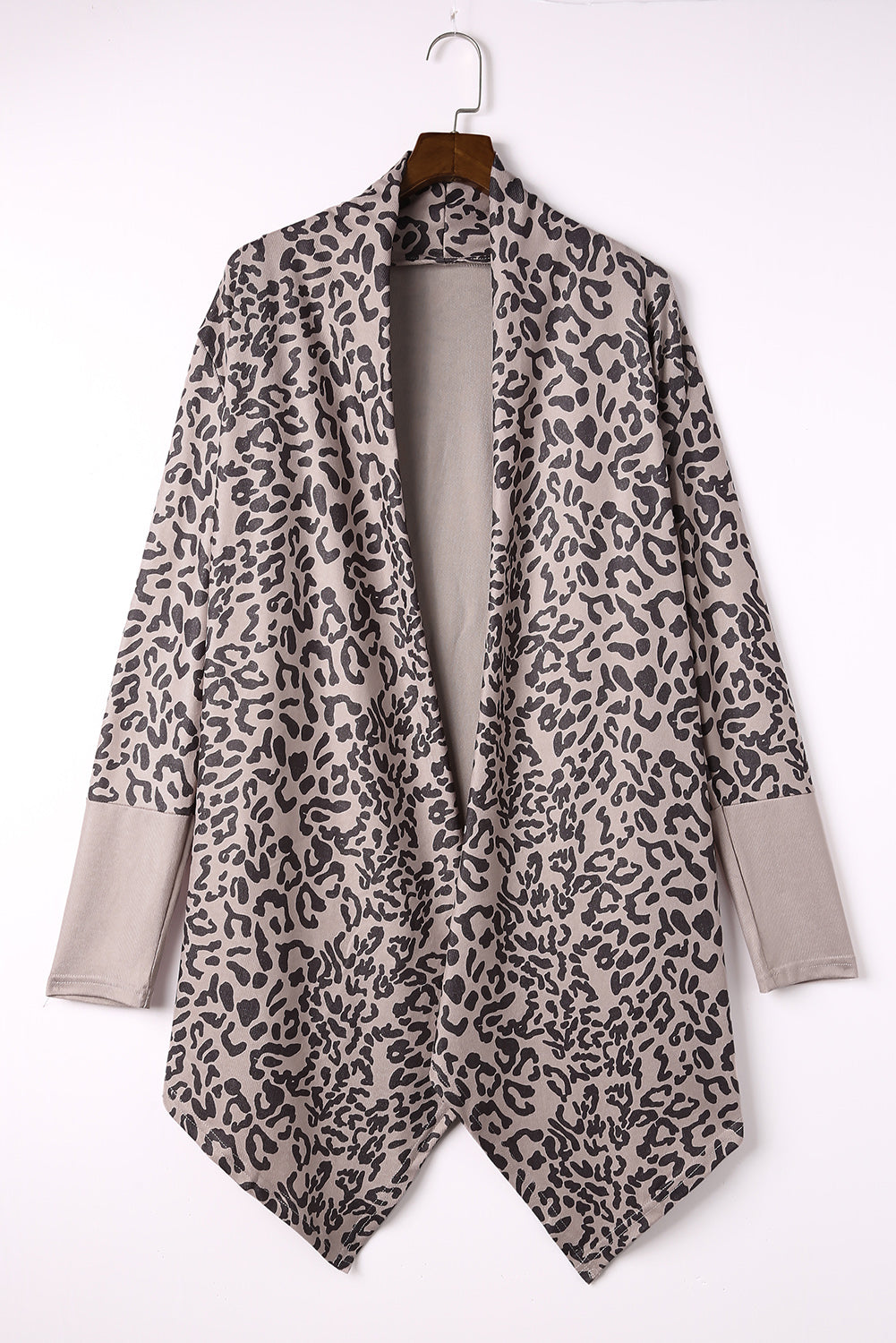 Leopard Open Front Long Sleeve Cover-Up Cardigan