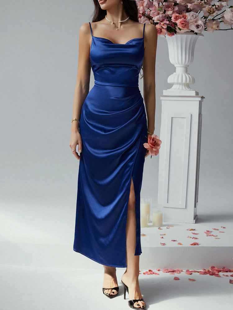 Halter Neck Maxi Dress - Sleeveless Evening Gown
