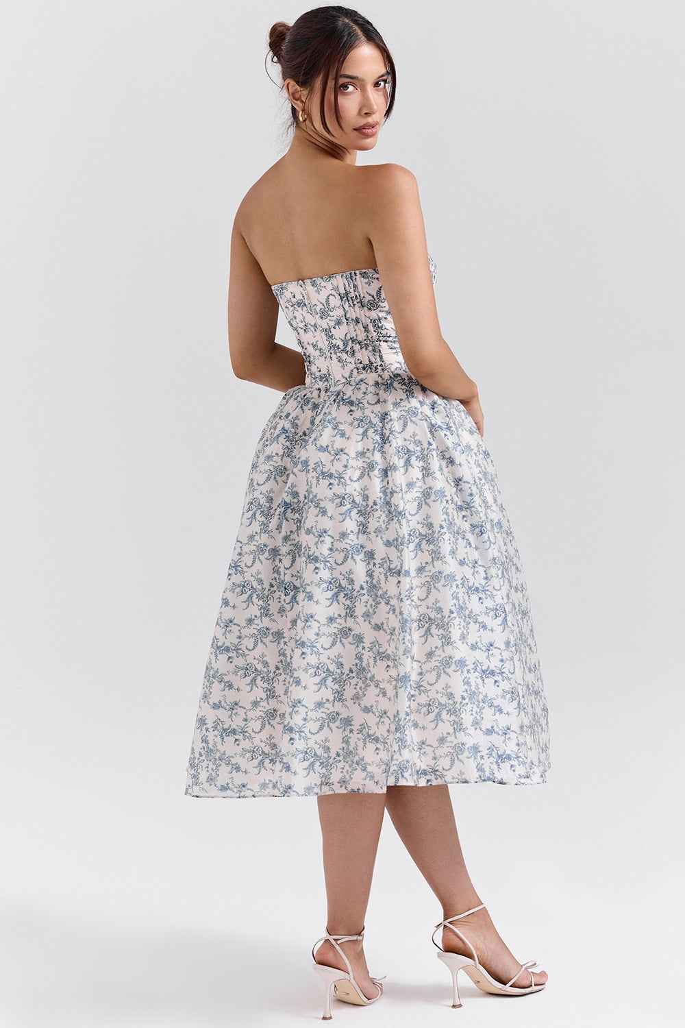 Sweetheart Midi Dress - Strapless Flared A-Line Skirt