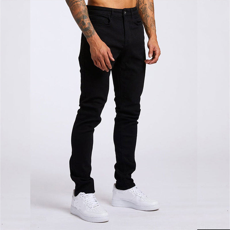 Men's High Waist Slim Fit Jeans - Casual Fashion Denim