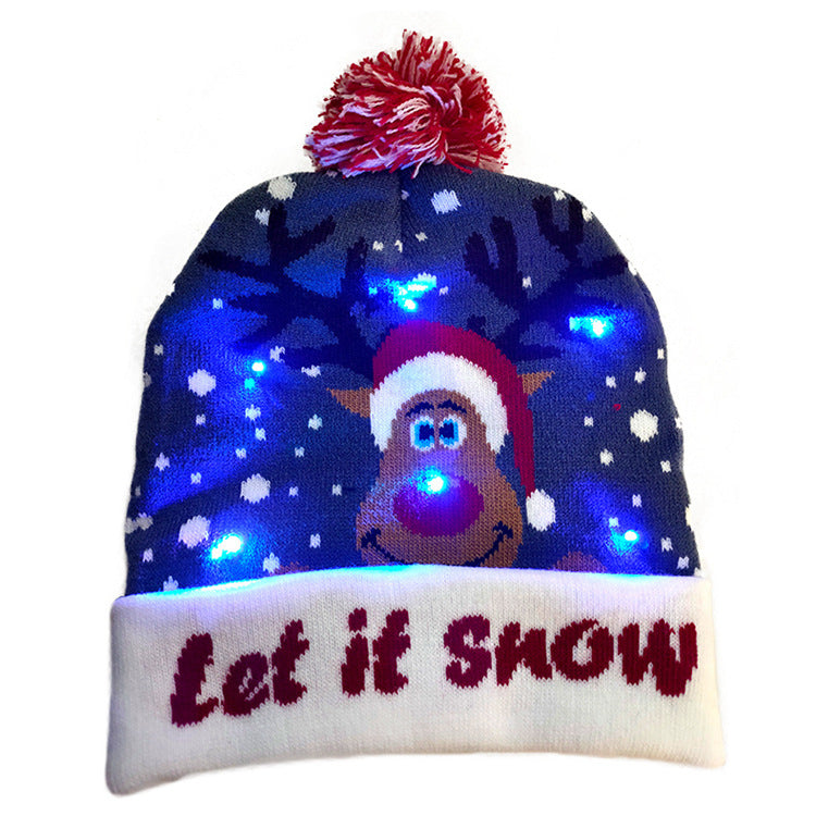 LED Christmas Beanie - Light-Up Knitted Holiday Hat