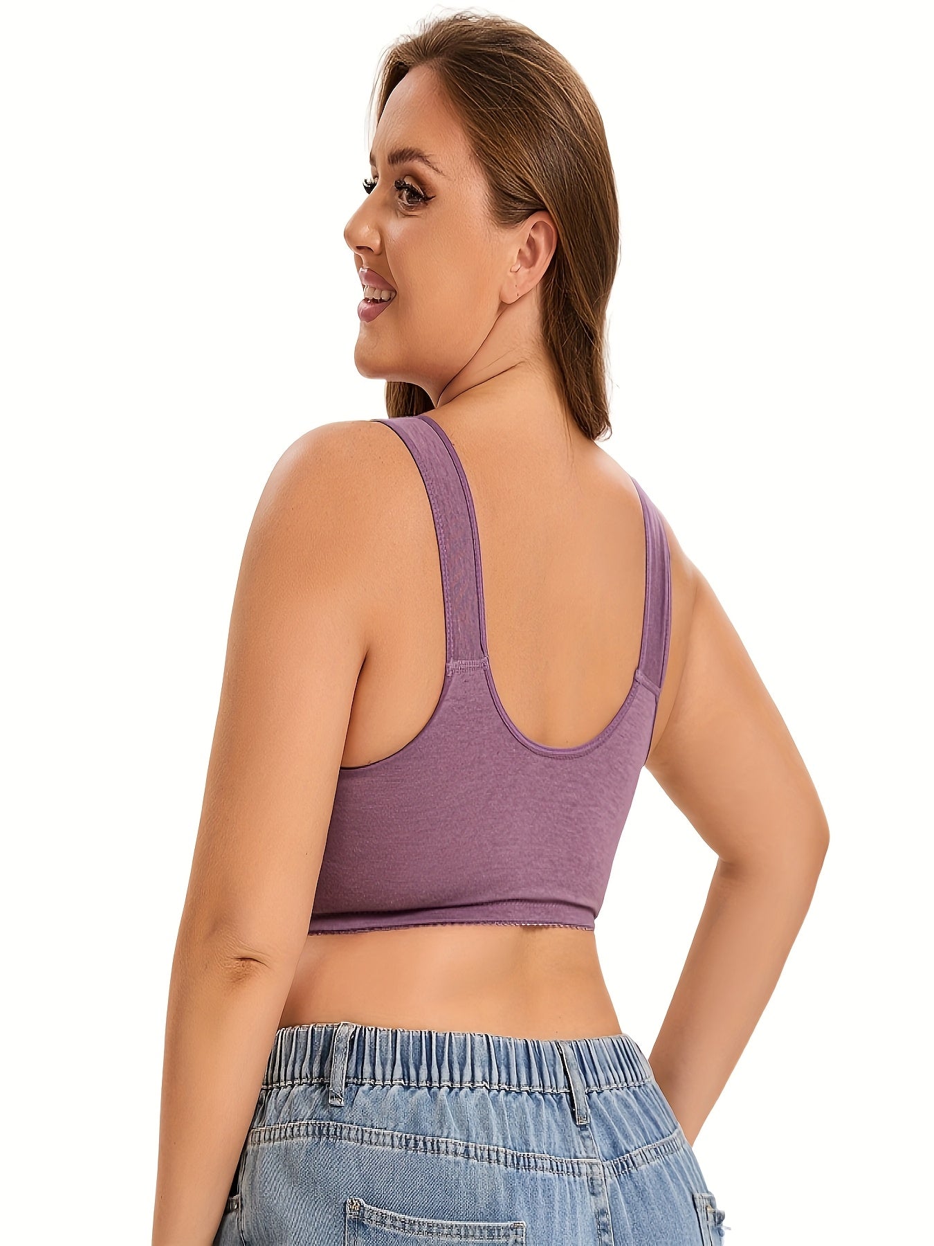 Elegant Floral Vest-Style Oversized Lace Wireless Bra