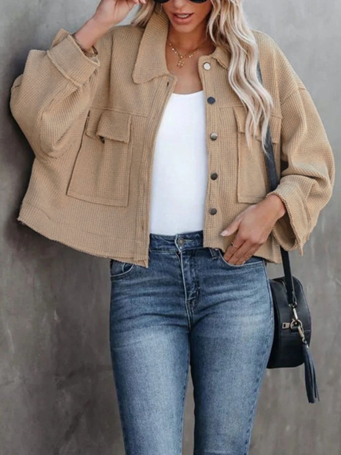 Chic Button Up Long Sleeve Jacket