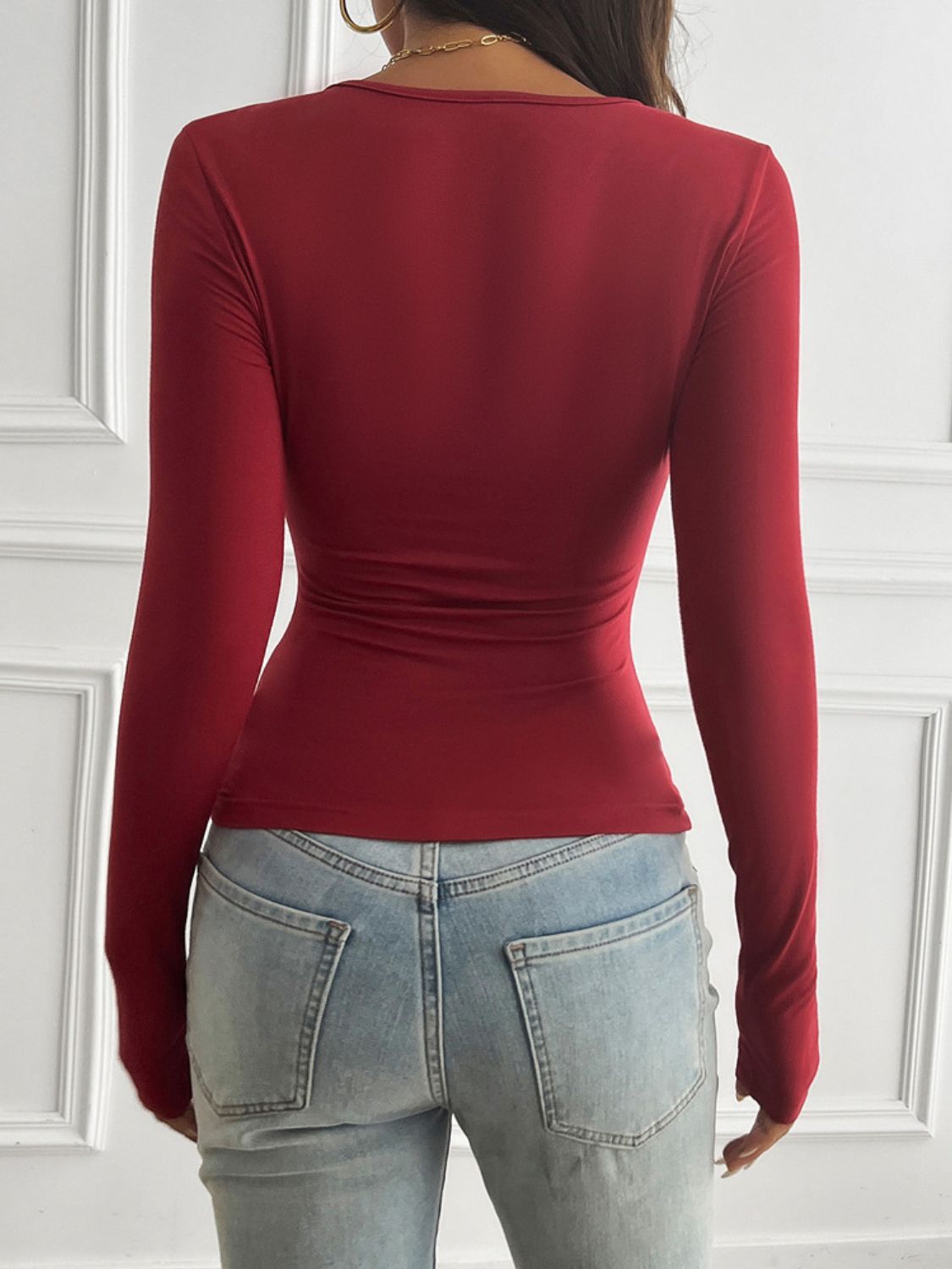 Devine Round Neck Long Sleeve T-Shirt - Fashions Envy