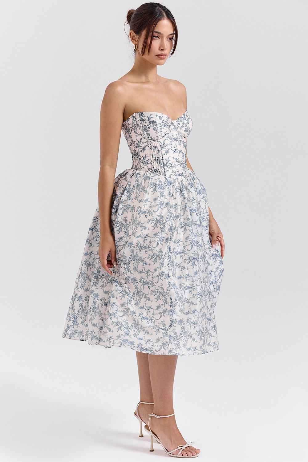 Sweetheart Midi Dress - Strapless Flared A-Line Skirt