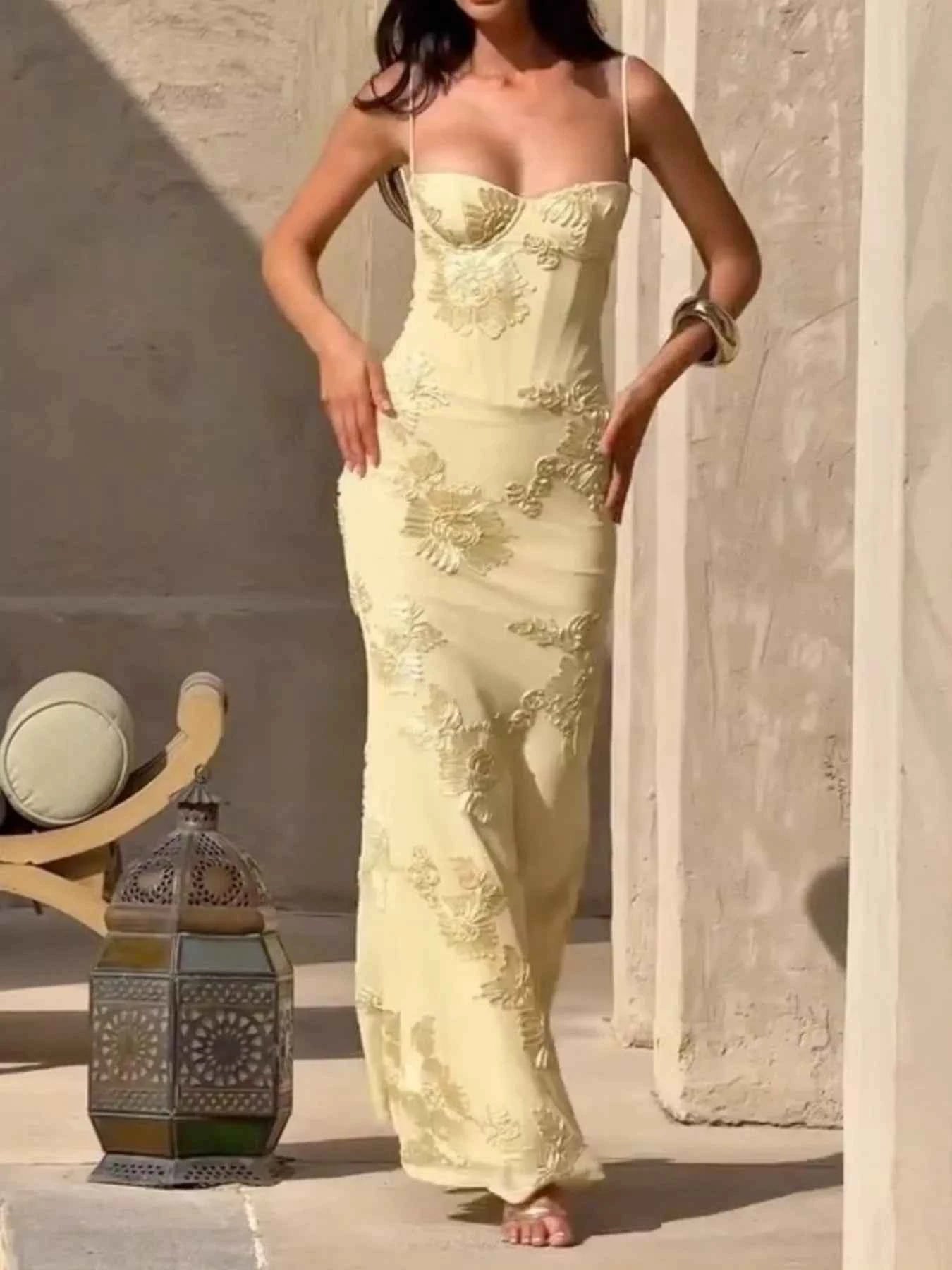 Sweetheart Neck Maxi Dress - Spaghetti Strap Prom Gown