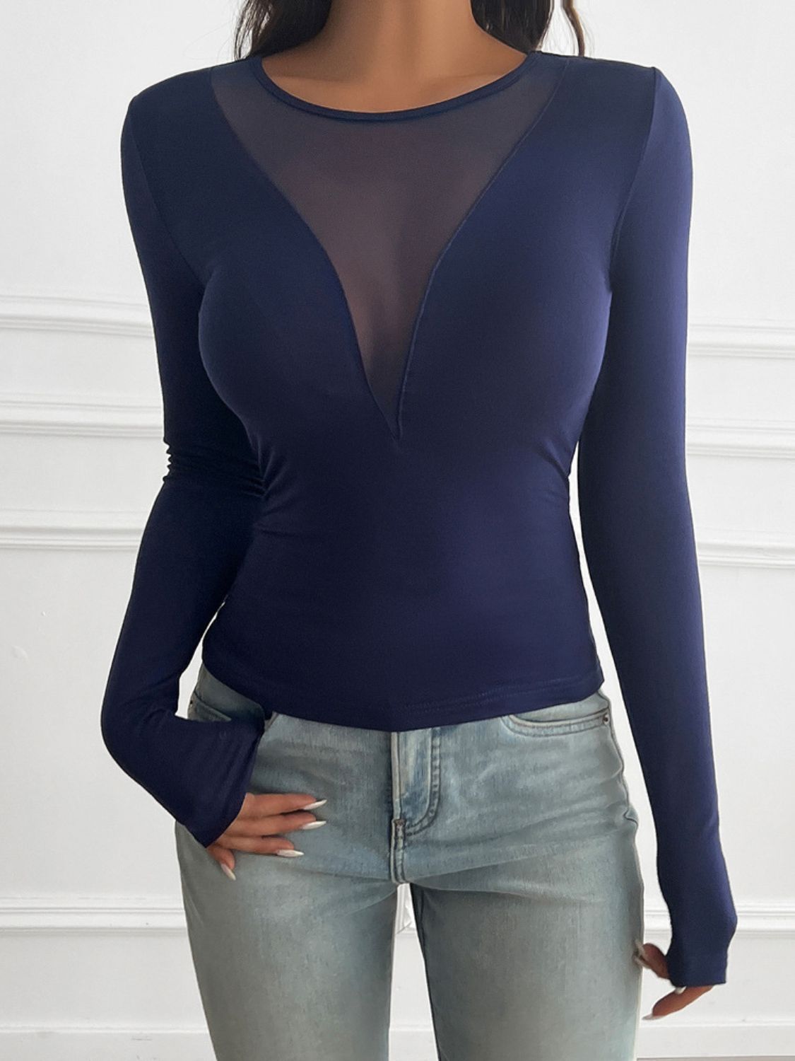 Devine Round Neck Long Sleeve T-Shirt - Fashions Envy