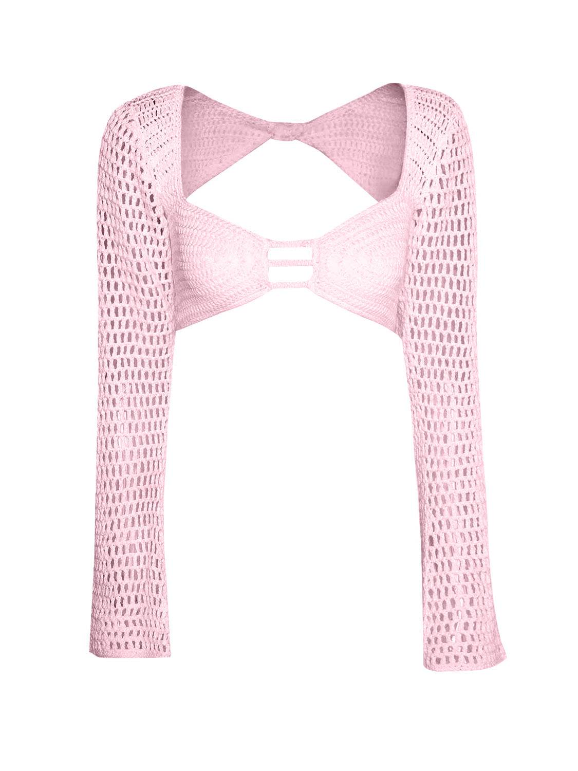 Tied Long Sleeve Top and Skirt Cover Up Set - Fashions Envy