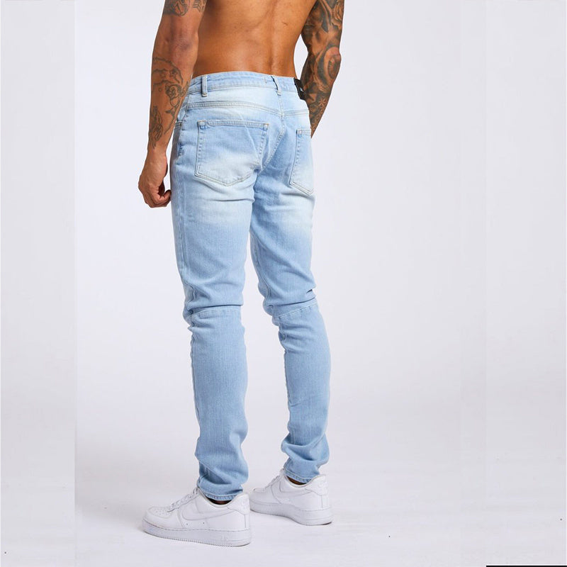 Men's High Waist Slim Fit Jeans - Casual Fashion Denim