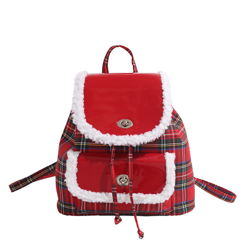 Red Plaid Handbag - Lightweight Holiday Tote