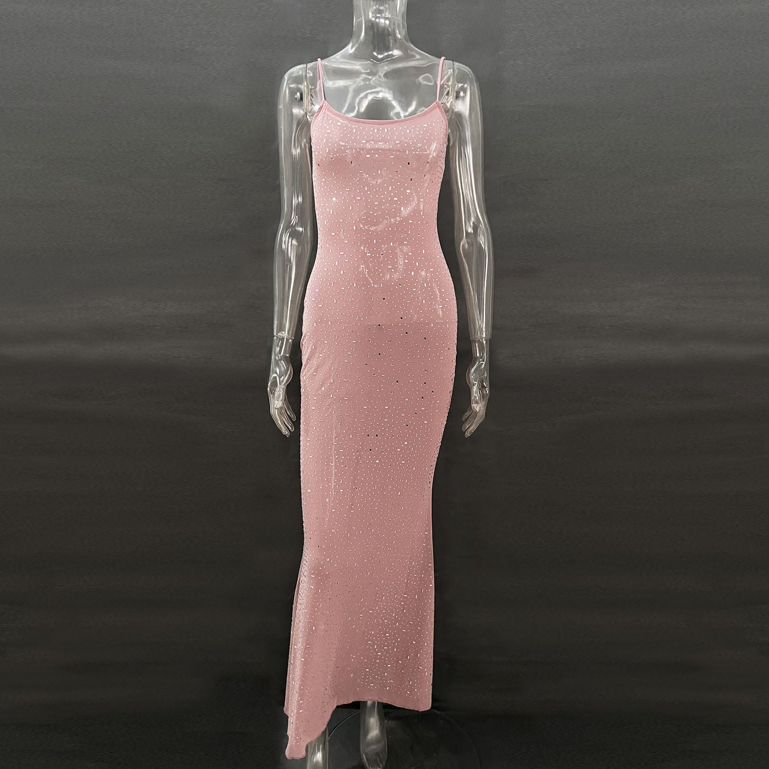 Diamond Mermaid Long Dress - Shiny Suspender Style - Fashions Envy
