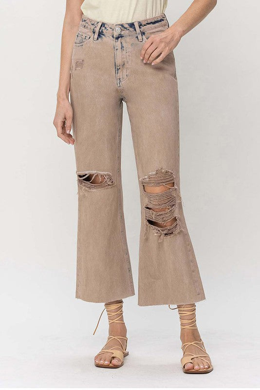 Distressed Casual 90s Vintage Crop Flare