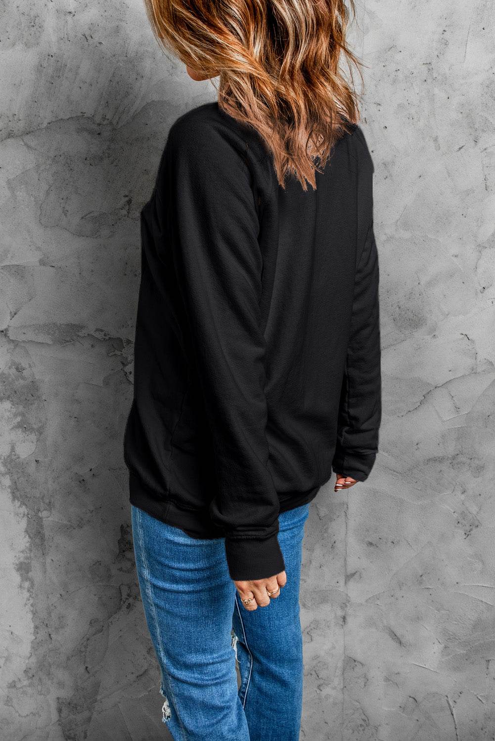 Ghost Round Neck Long Sleeve Sweatshirt - Fashions Envy
