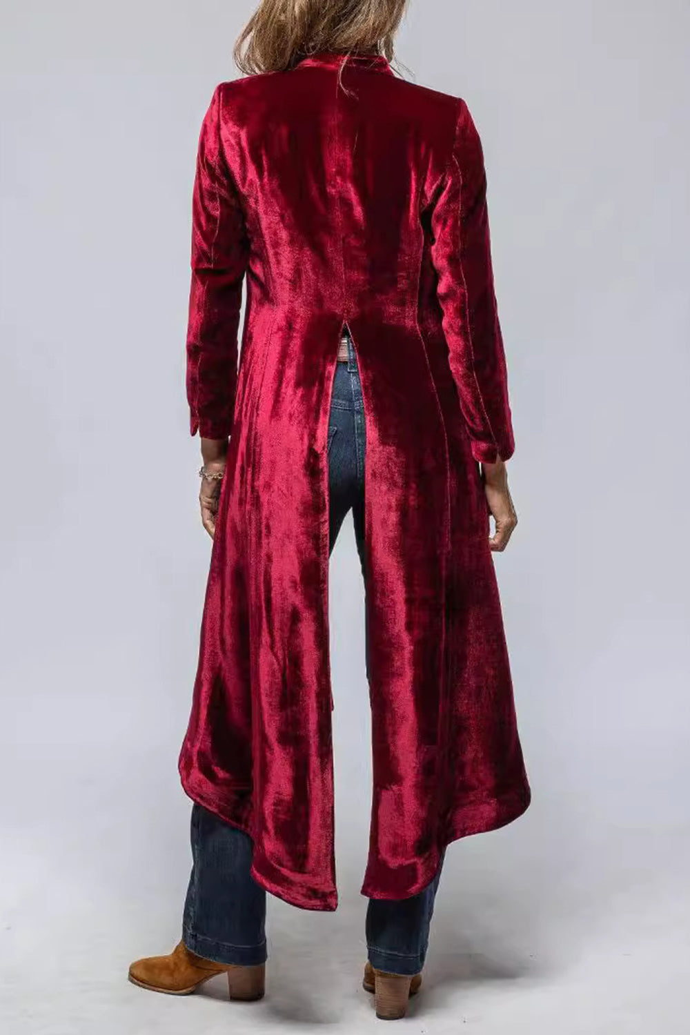 Slit Back Open Front Longline Cardigan Jacket