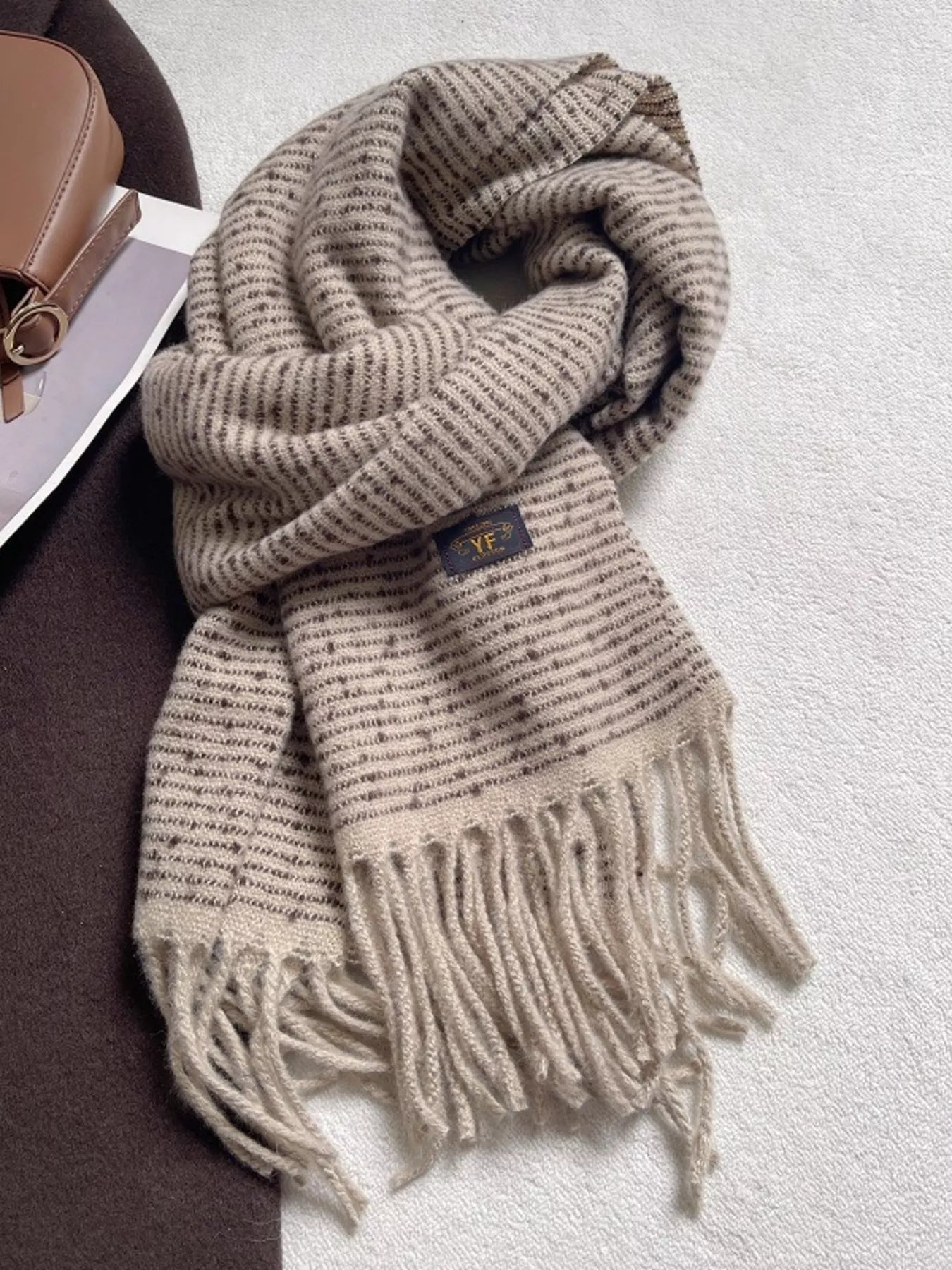 Striped Tassel Scarf - Warm Multicolor Fringe - Fashions Envy