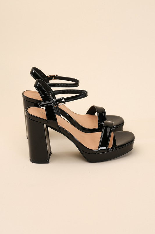 Open Toe Round Front Ankle Strap Heels