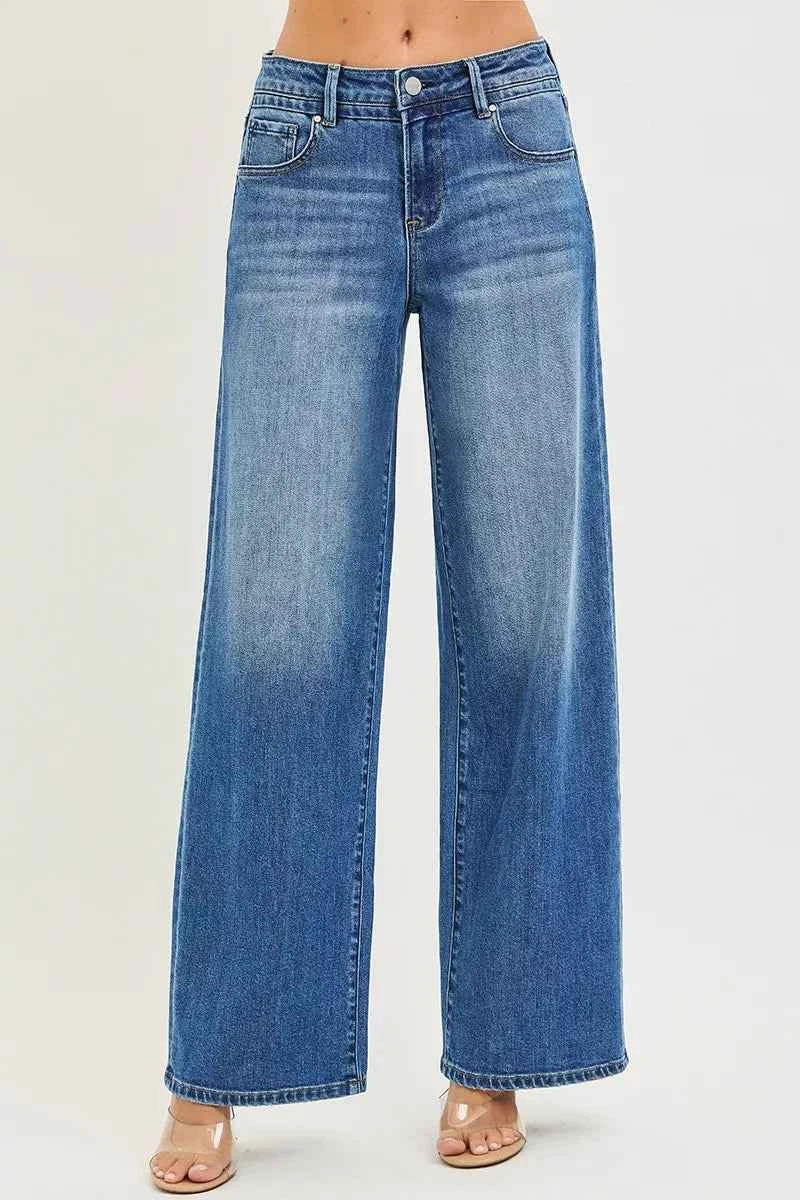 RISEN Slouchy Baggy Jeans - Medium Wash Full Length