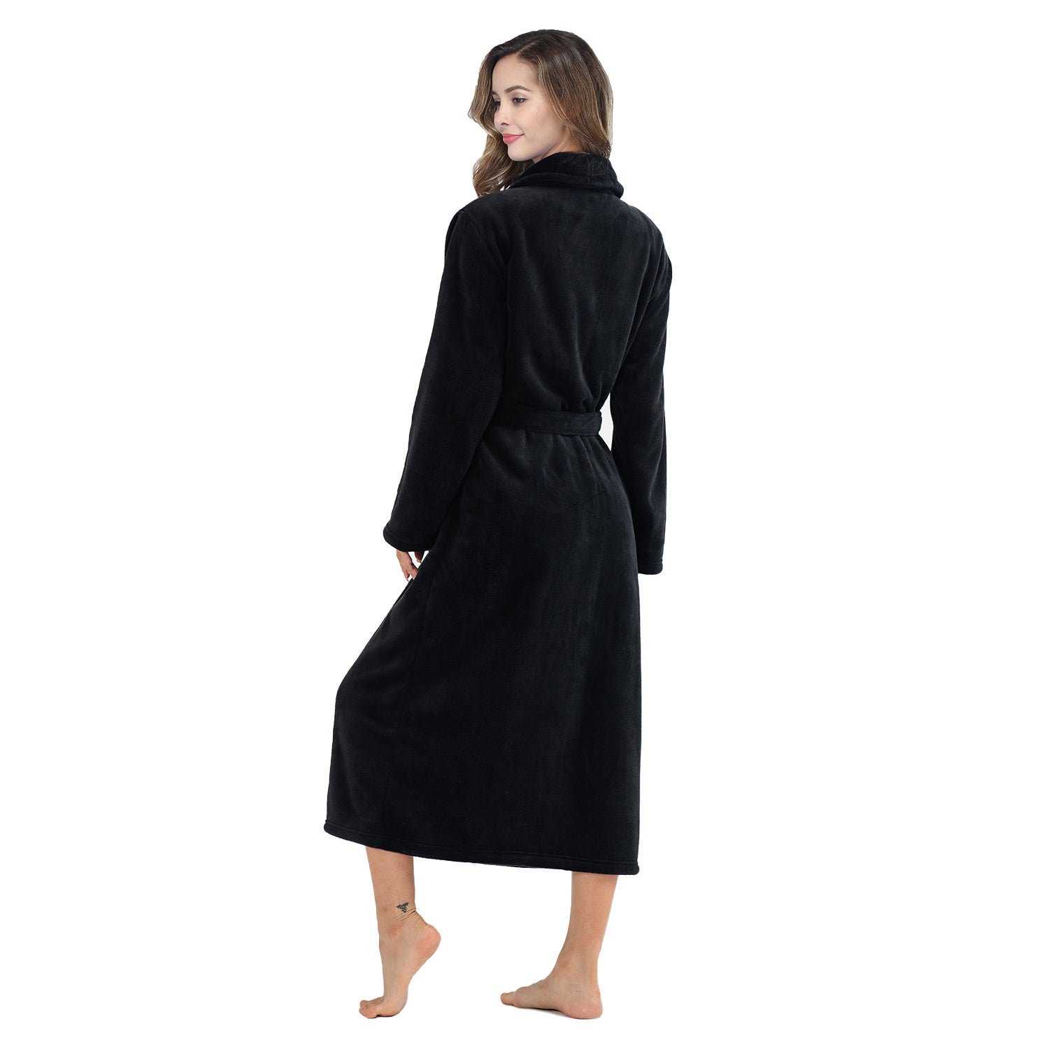 Plush Fleece Bathrobe - Ultra Soft Long Robe for Women