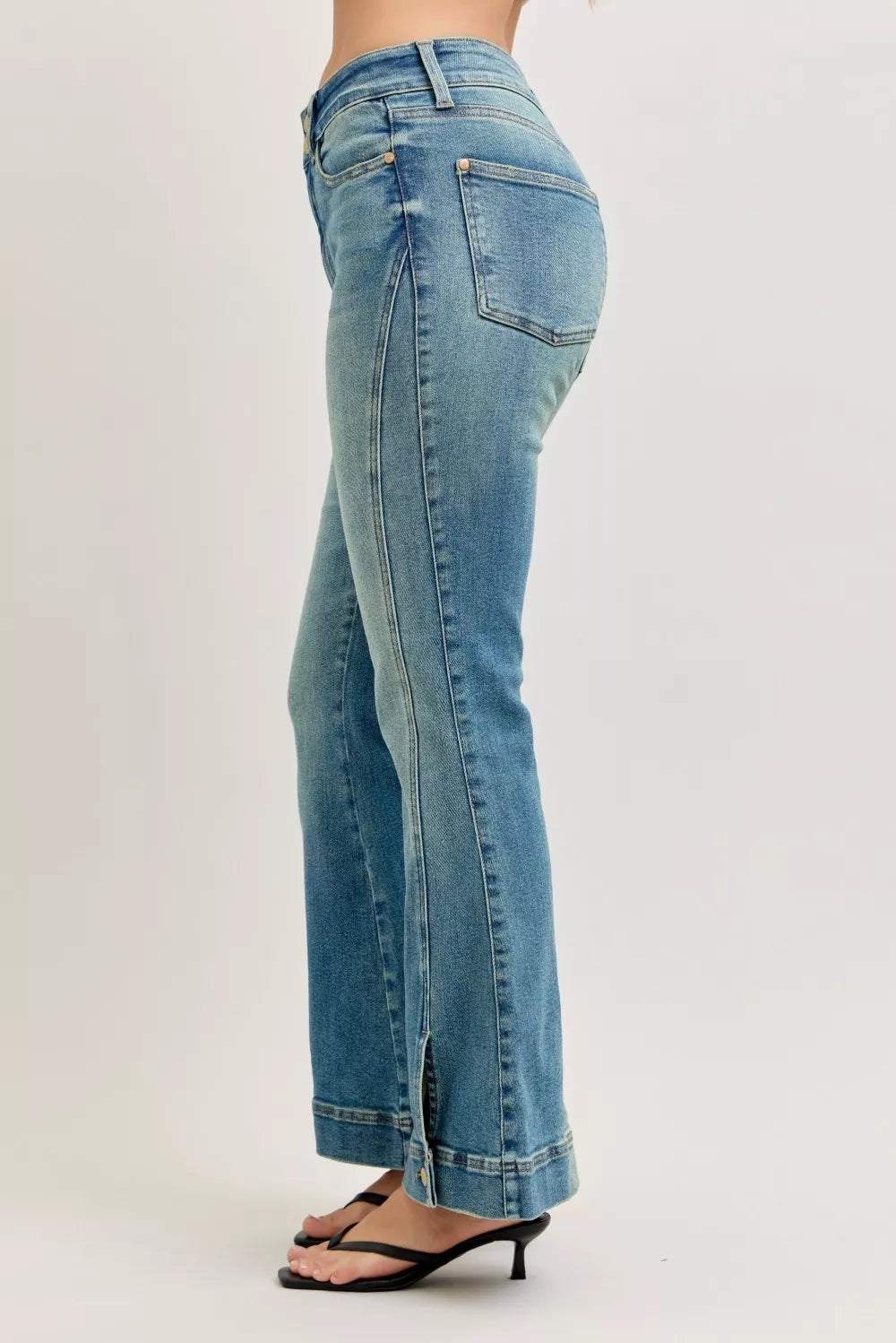 Judy Blue High Waist Vintage Wash Flare Jeans - Fashions Envy