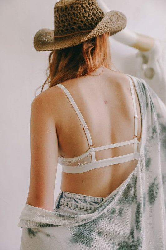 Center Cross Strap Lace Bralette Cami