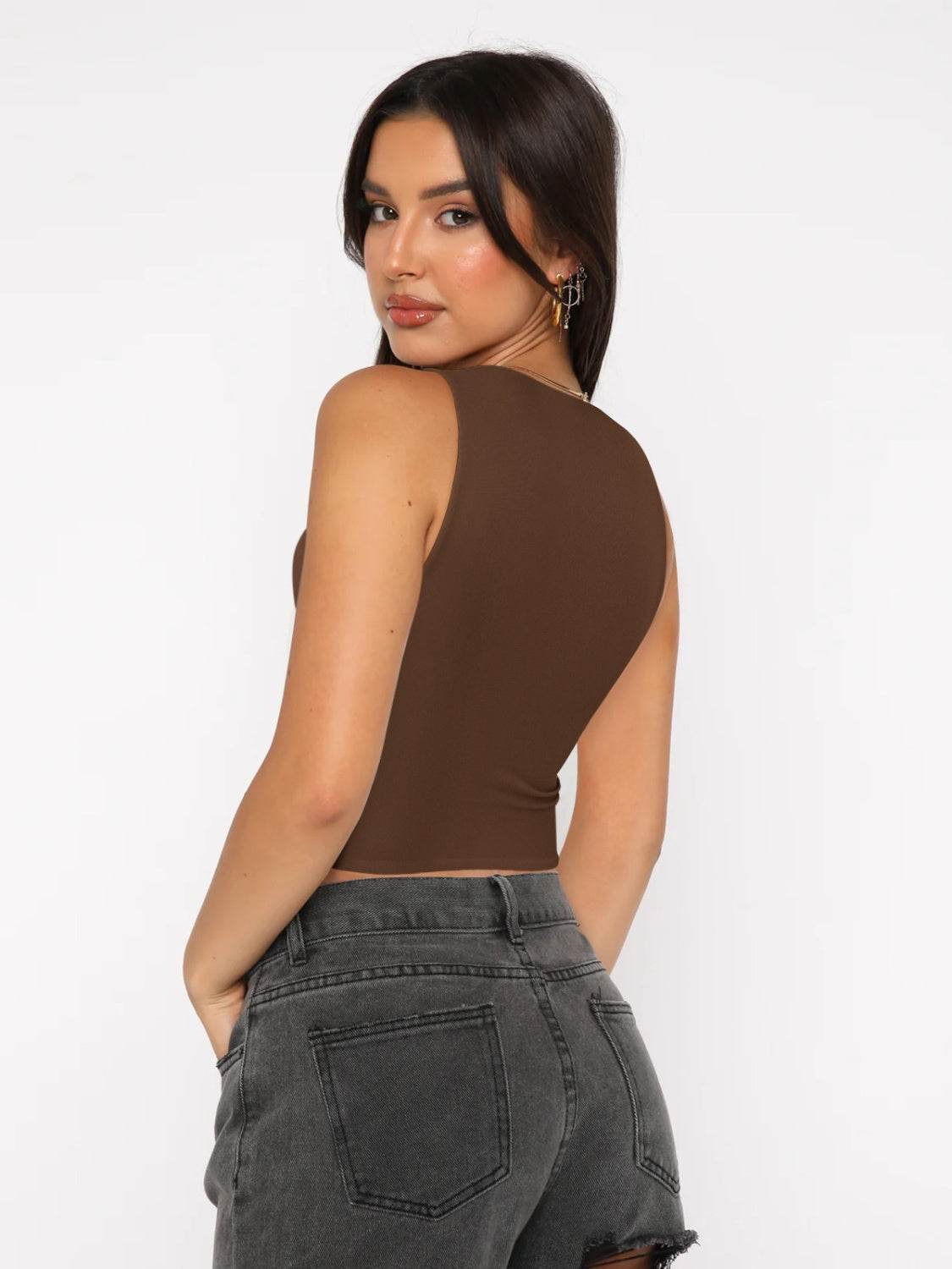 Round Neck Cropped Tank - Fashions Envy