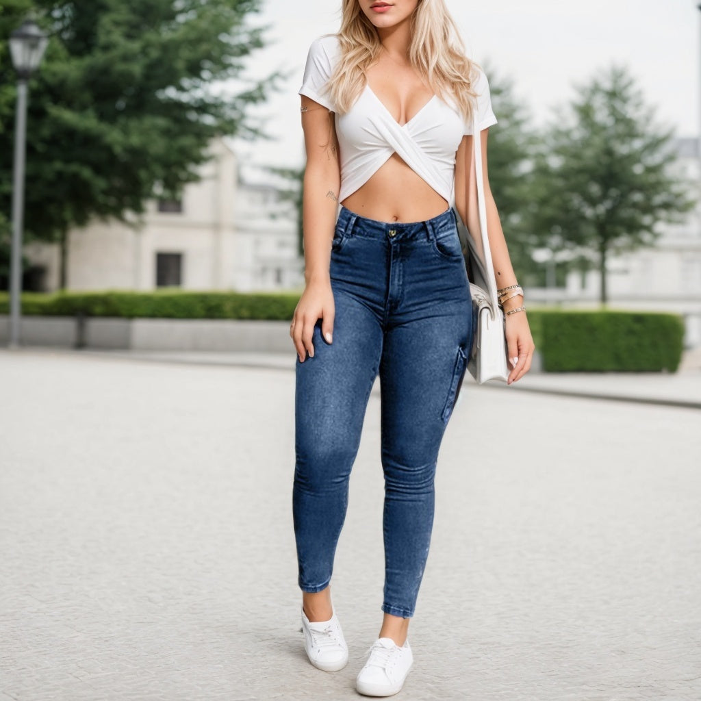 Multi-Pocket Cargo Pants - High Stretch Urban Style - Fashions Envy