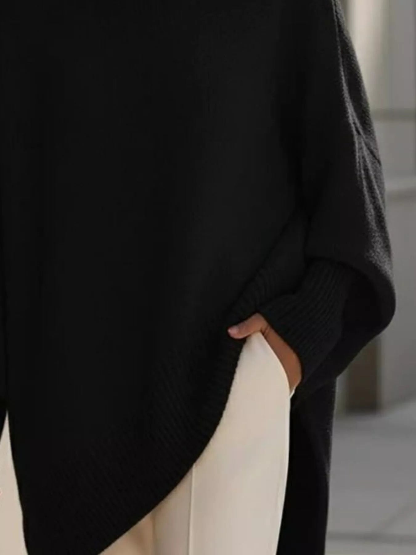 Oversized Sweater - Ribbed Batwing Sleeve - Fashions Envy