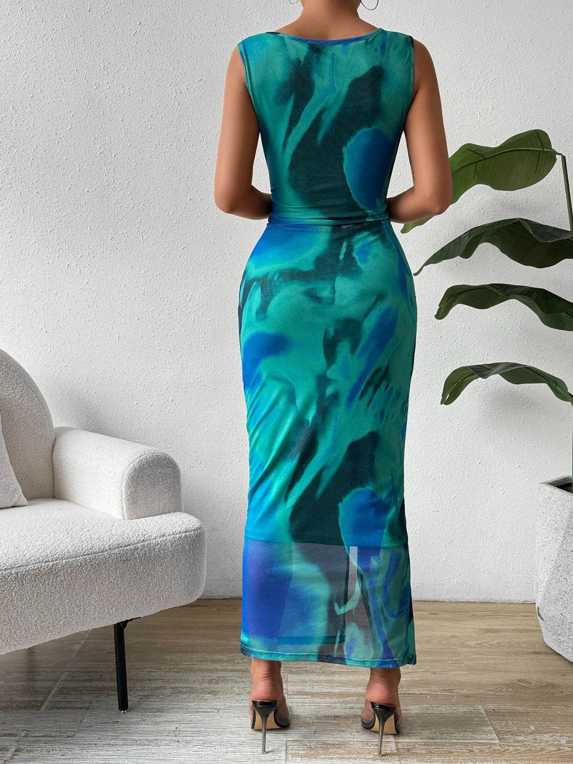 Honey Slit Round Neck Midi Tank Dress - Fashions Envy