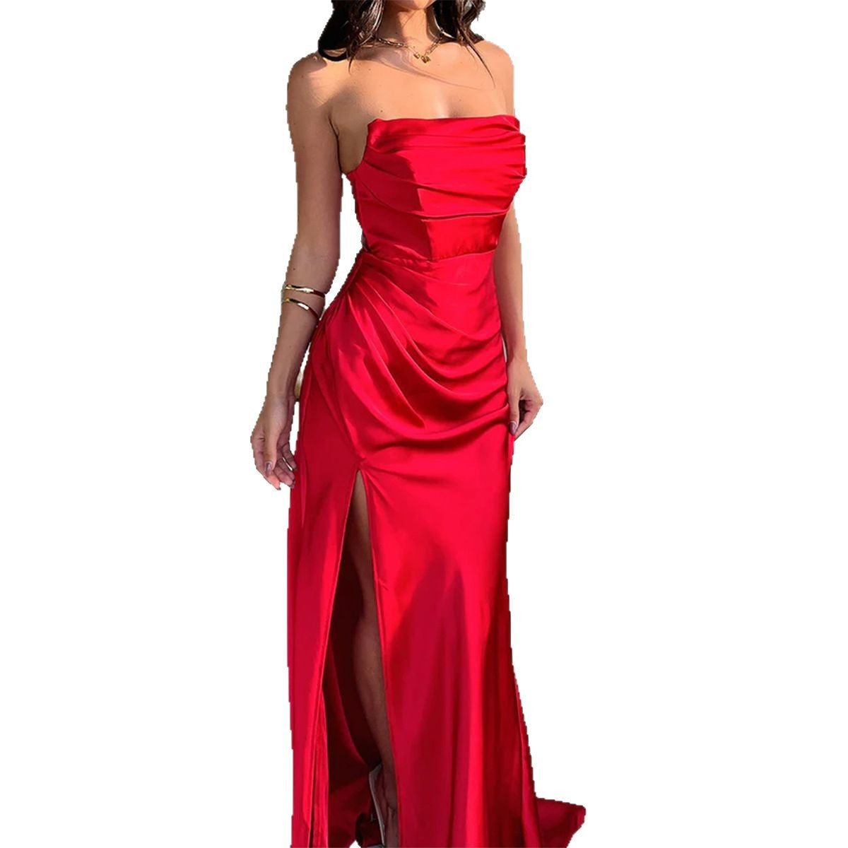 Strapless Mermaid Prom Gown - Sweetheart Ruched Maxi