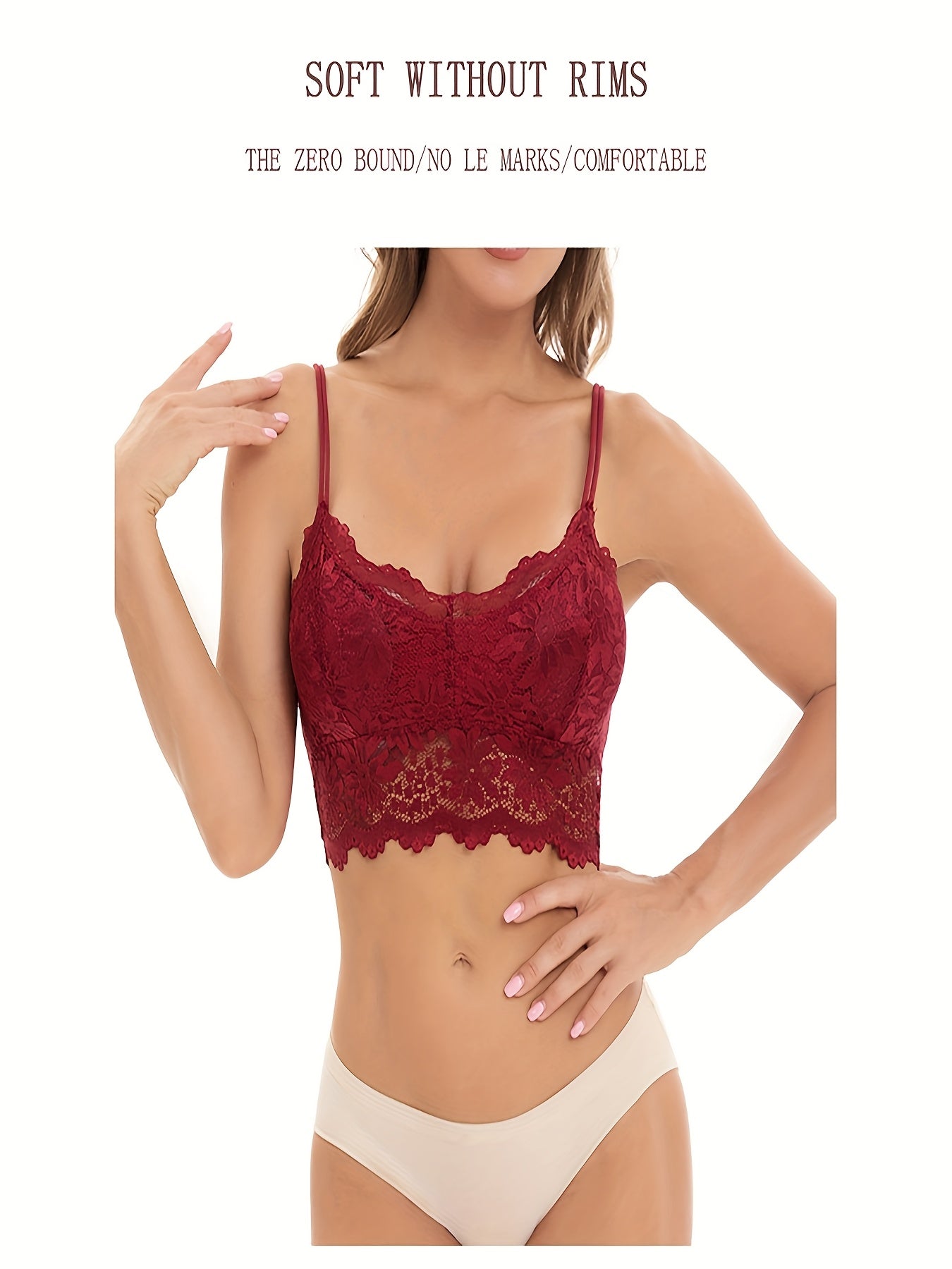 Exquisite Semi-Sheer Pattern Elegant Lace Bra with Detachable Mat