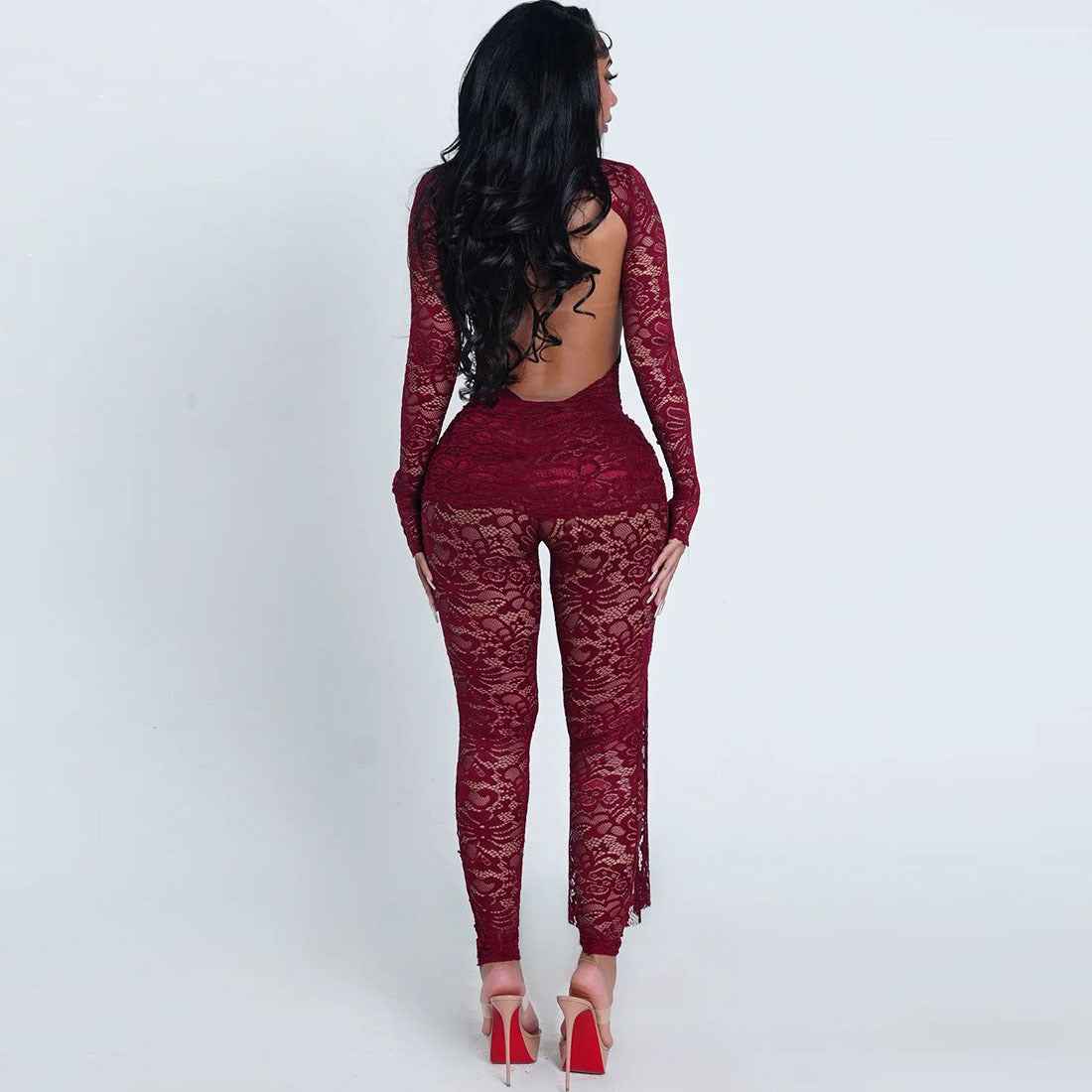 Sexy Lace Hot Girl Outfit Set - Bodysuit and Pants