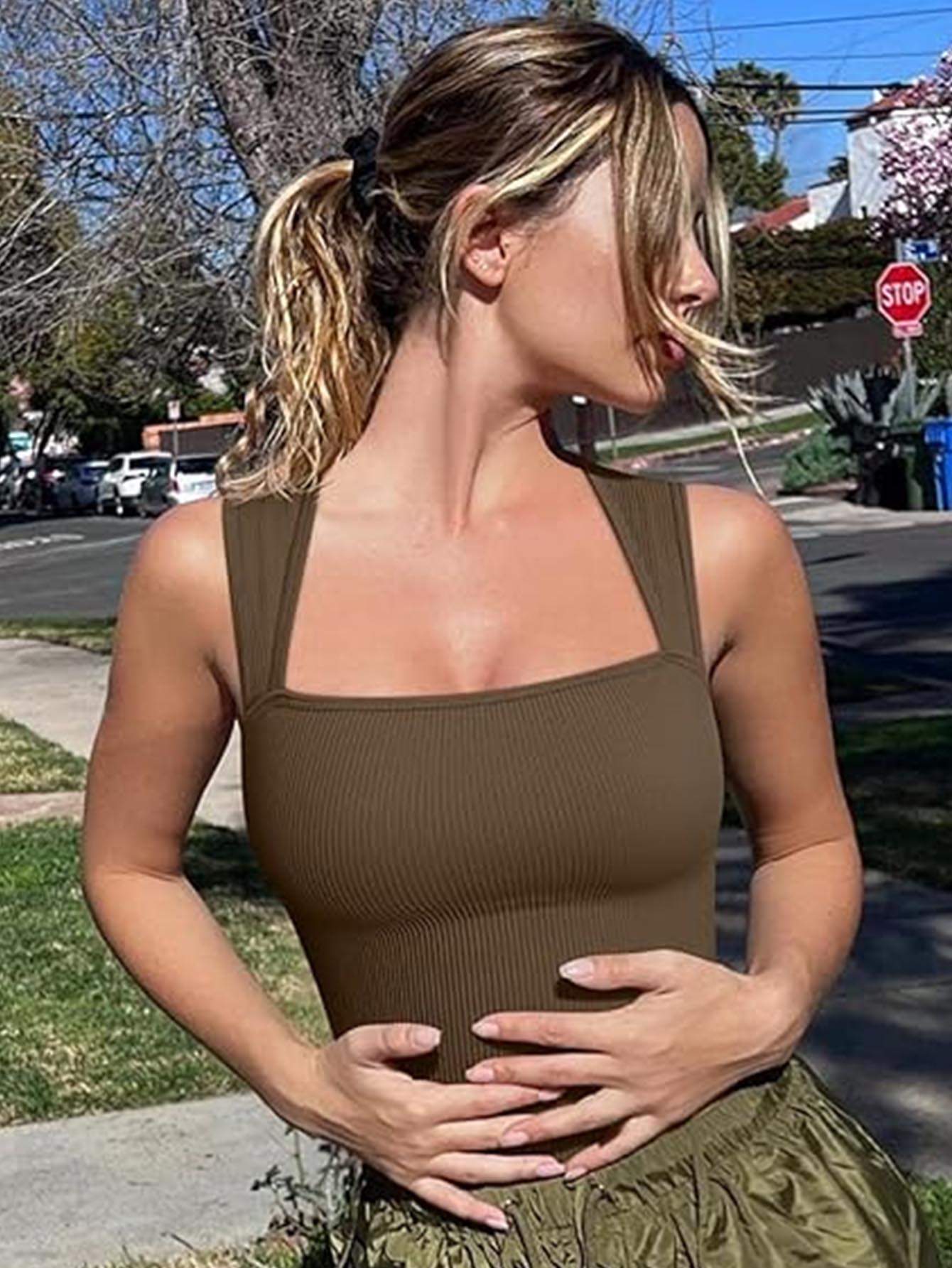 Women's One-piece Sleeveless Square Neck Skinny Yoga Bodysuit