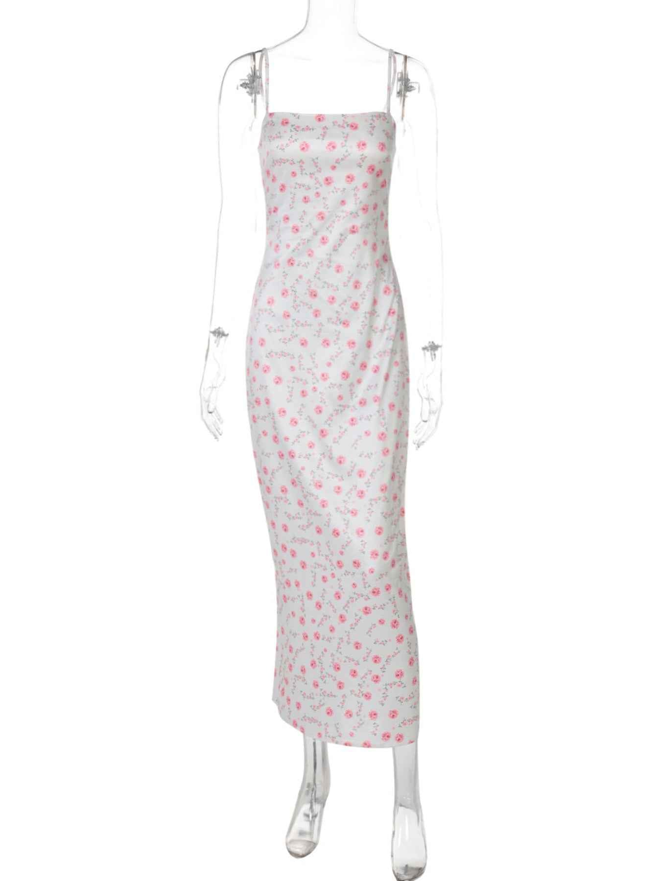 Floral Spaghetti Strap Midi Dress - Flowing Vacation Style