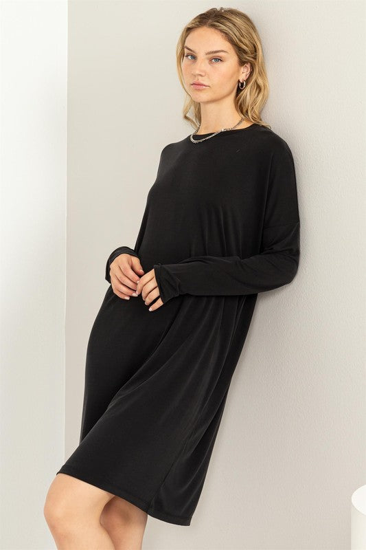 Drop Shoulders Class and Charm Oversized Midi Dress