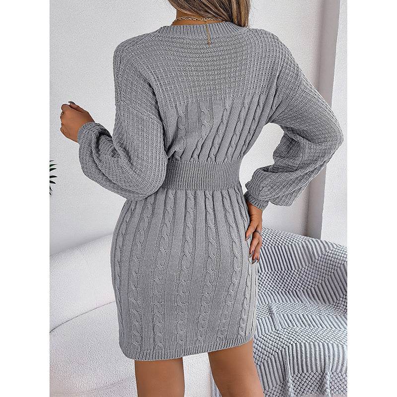 Womens Long Sleeve Sweater Dress Sexy Cut Out Bodycon Mini Fall Dress Trendy Ribbed Ladies Winter Sweater - Fashions Envy